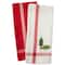 DII® Red & White Stripe Holly & Mistletoe Holiday Embroidered Dishtowel Set